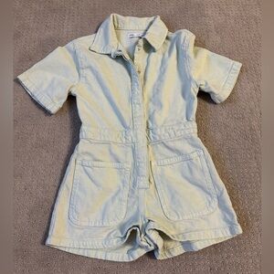Girls green Zara denim romper size 10.